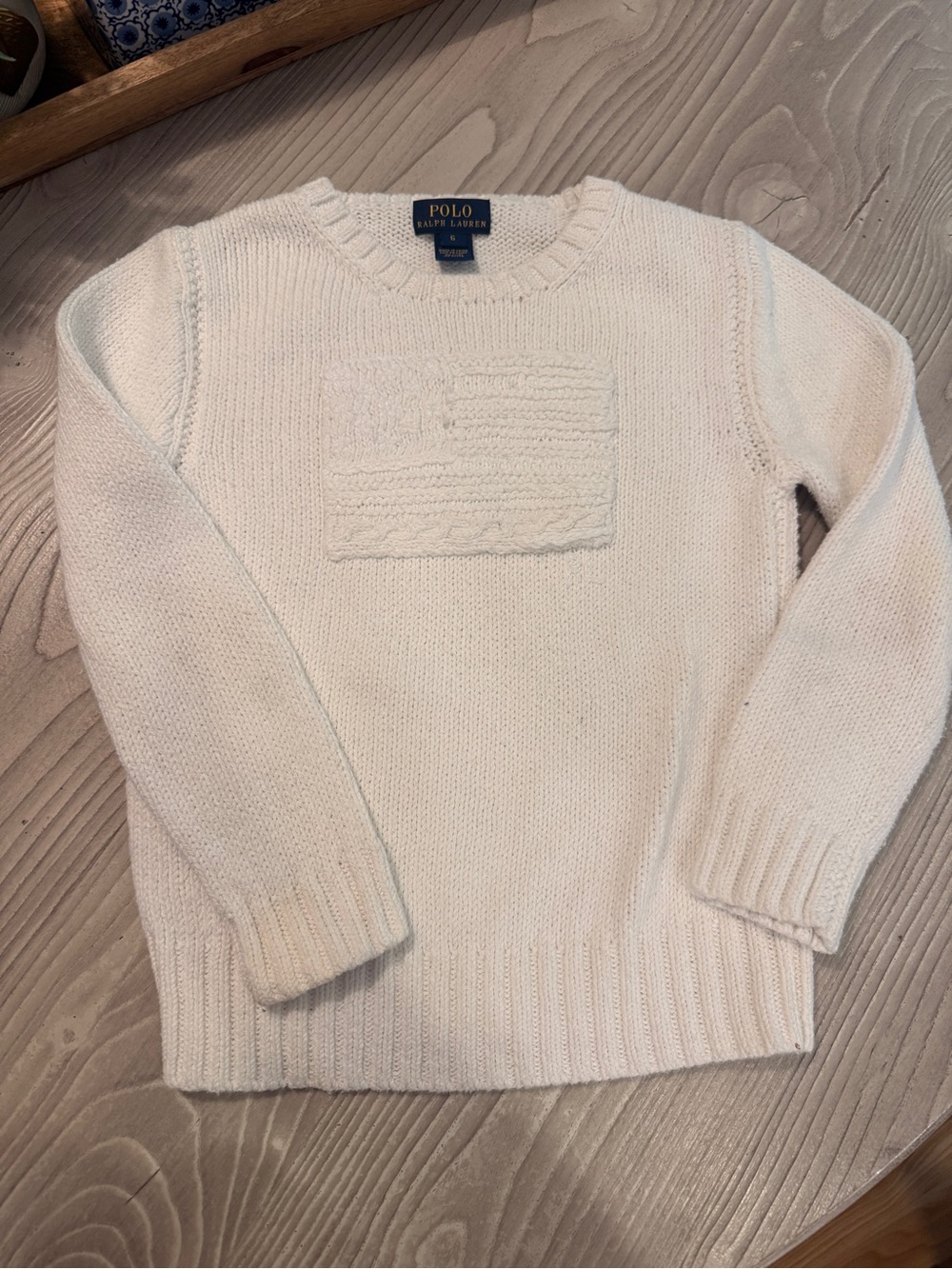 Polo by Ralph Lauren Cream Cable-Front Crewneck Sweater